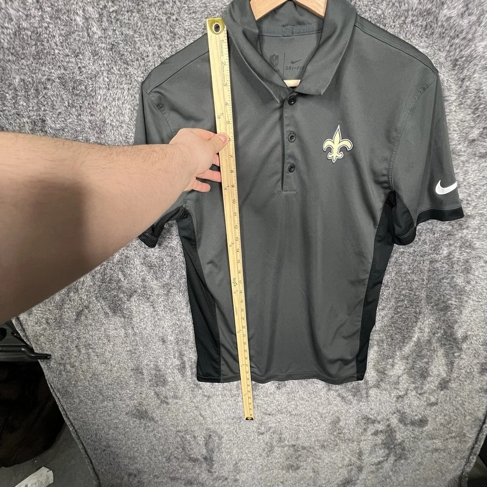 New Orleans Saints Nike Dri-Fit NFL Polo Shirt Men's Small Black Gray Activewear